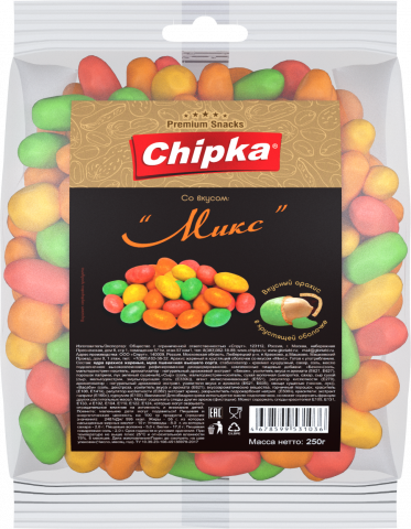 Вкусовой солёный арахис в цветной глазури