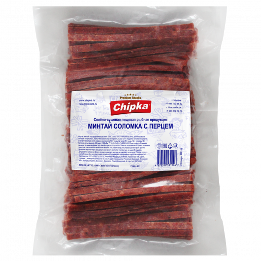 Минтай соломка с перцем солено-сушеная