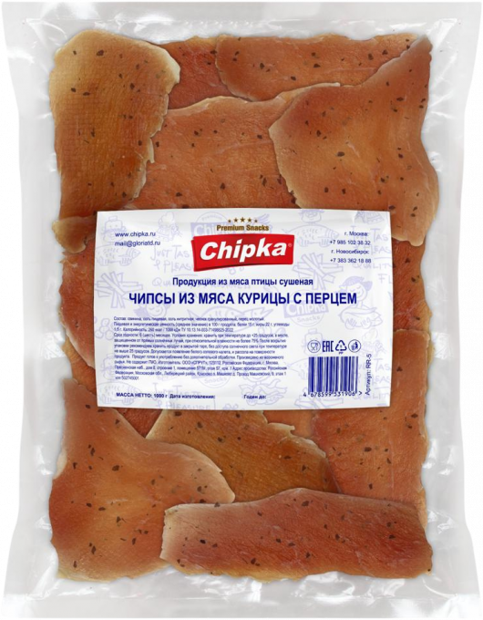 Чипсы из мяса курицы с перцем
