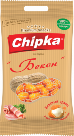 Розничная упаковка арахиса в глазури "Бекон", 40 гр