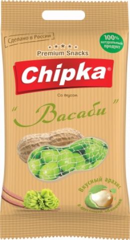 Розничная упаковка арахиса в глазури "Васаби", 40 гр