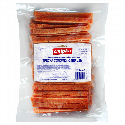 Треска соломка солено-сушеная с перцем