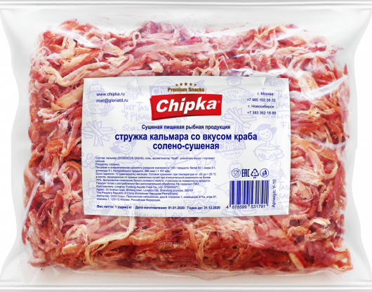 Стружка кальмара со вкусом краба солено-сушеная