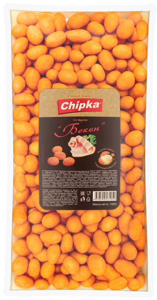 Розничная упаковка арахиса в глазури "Бекон", 1000 гр